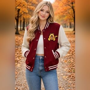 Ashley By 26 International Red/White Preppy Varsity Jacket "New York" Size M